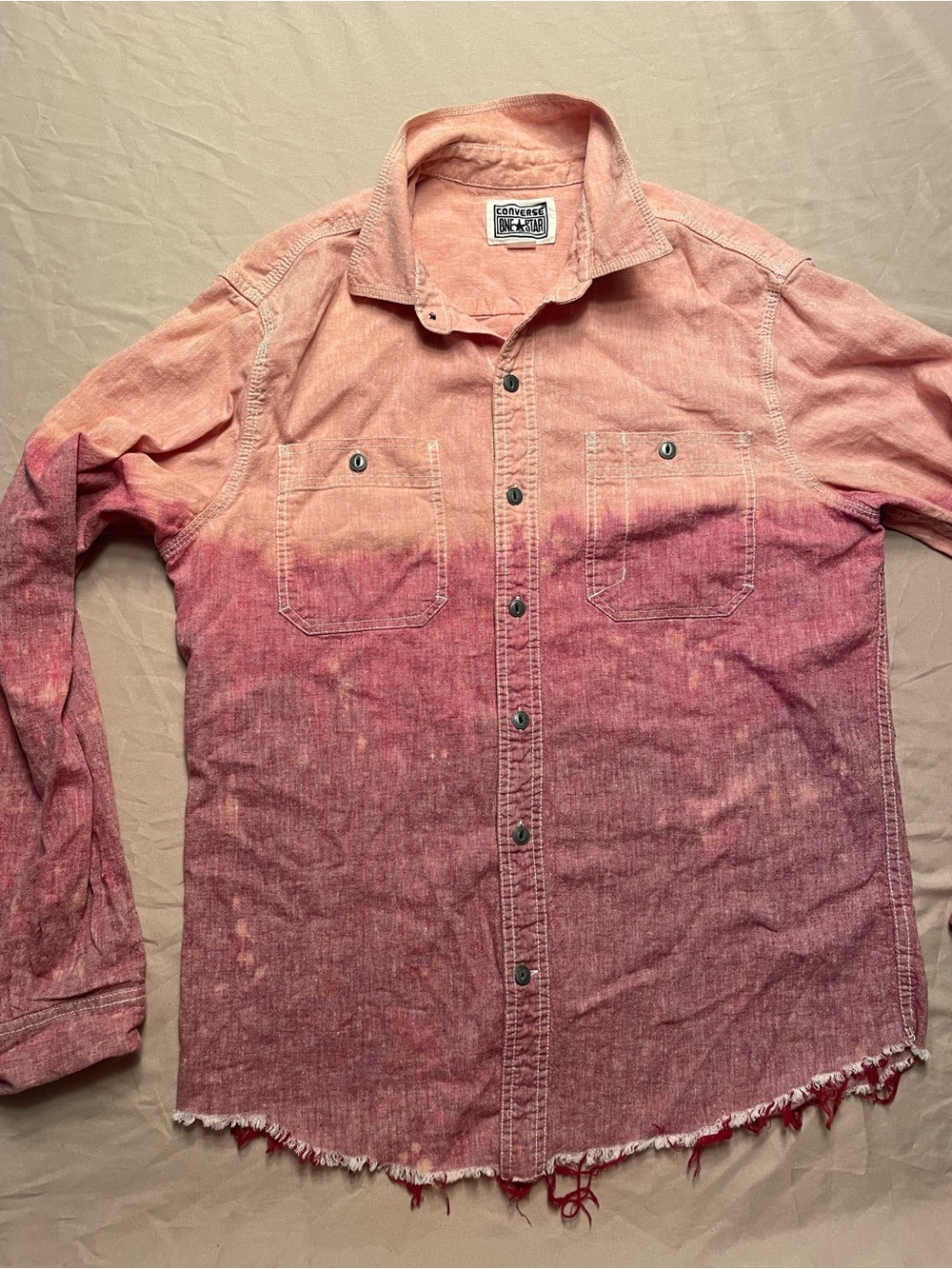 Converse Two-Tone Pink and Red Ombre Button-Up Shirt